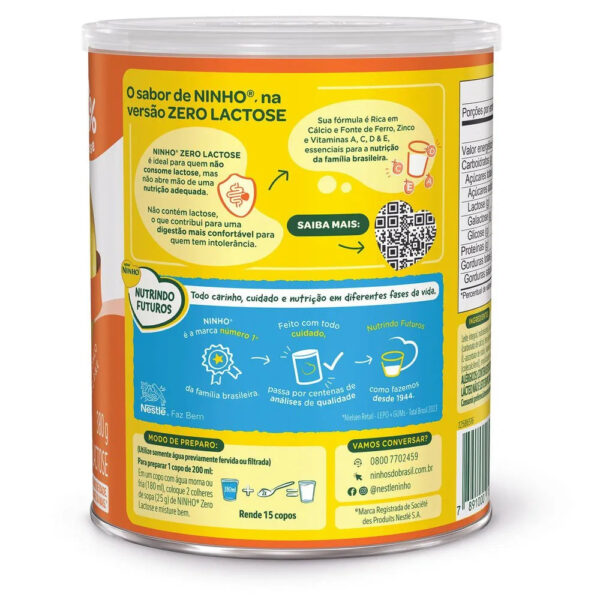 Ninho Composto Lácteo Zero Lactose Lata 380g - Image 2